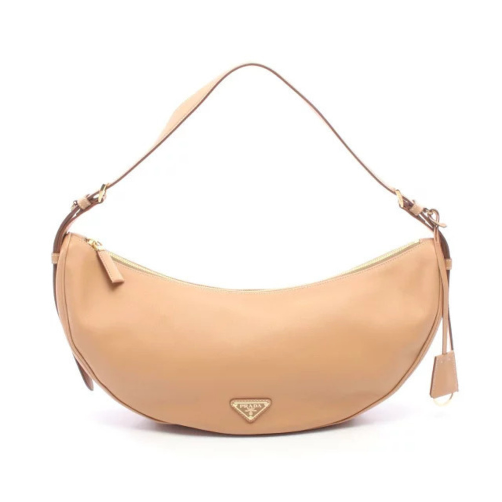 Prada Demi Lune Leather Shoulder Bag Brown